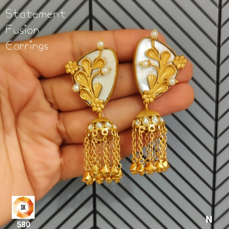 Anvika Floral Fusion Jhumka Earrings