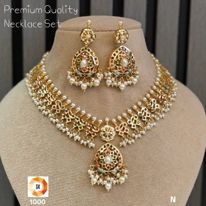 Navratna Pearl Drop Premium Necklace Set
