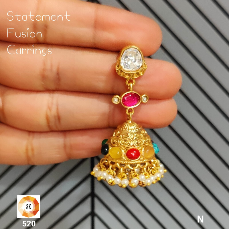 Rangriti Navratna Fusion Jhumkas