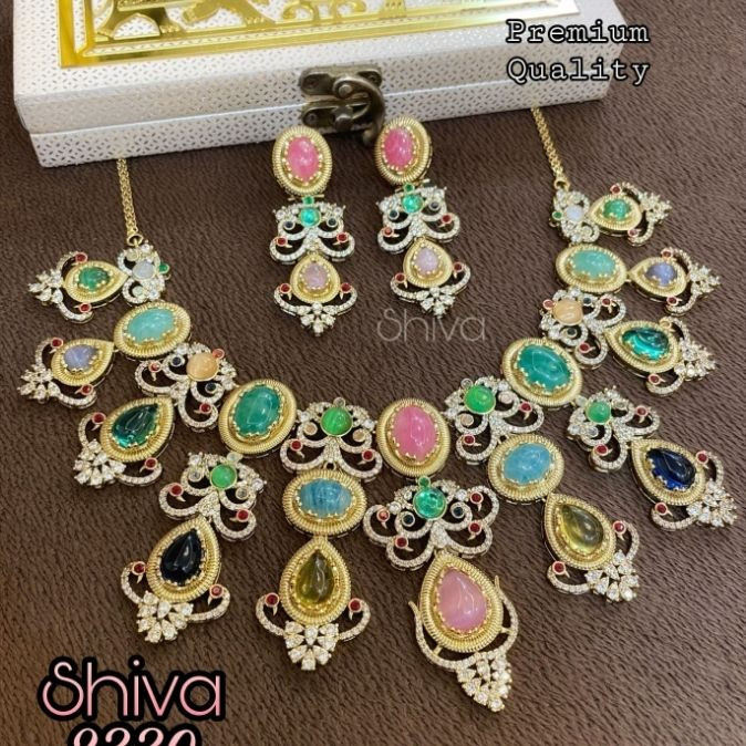 Celestia Royale Multicolor Statement Necklace Set