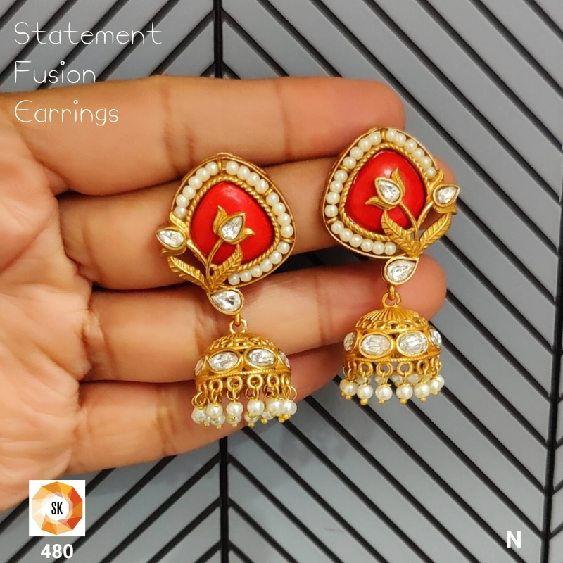 Raktima Pushpa Fusion Jhumkas