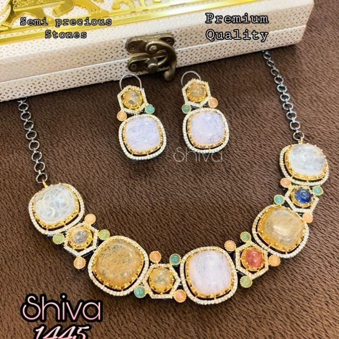 Shiva Cushion-Cut Pastel Multistone Necklace Set