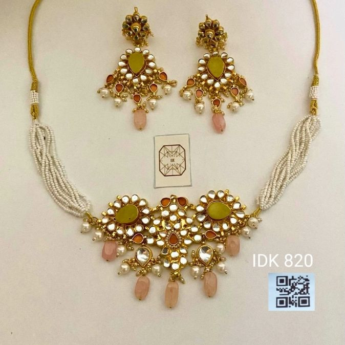 Kaira Pastel Kundan Pearl Necklace Set