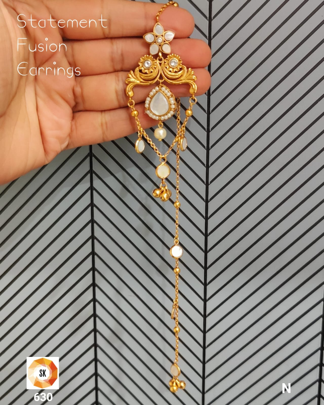 Ivory Cascade Fusion Statement Earrings