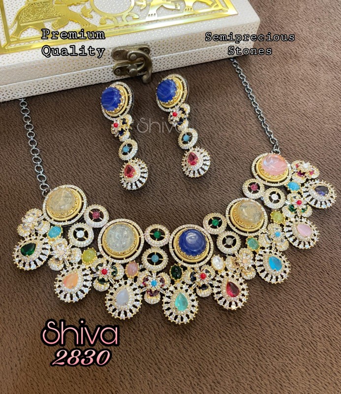 Shiva Multistone Heritage Necklace Set