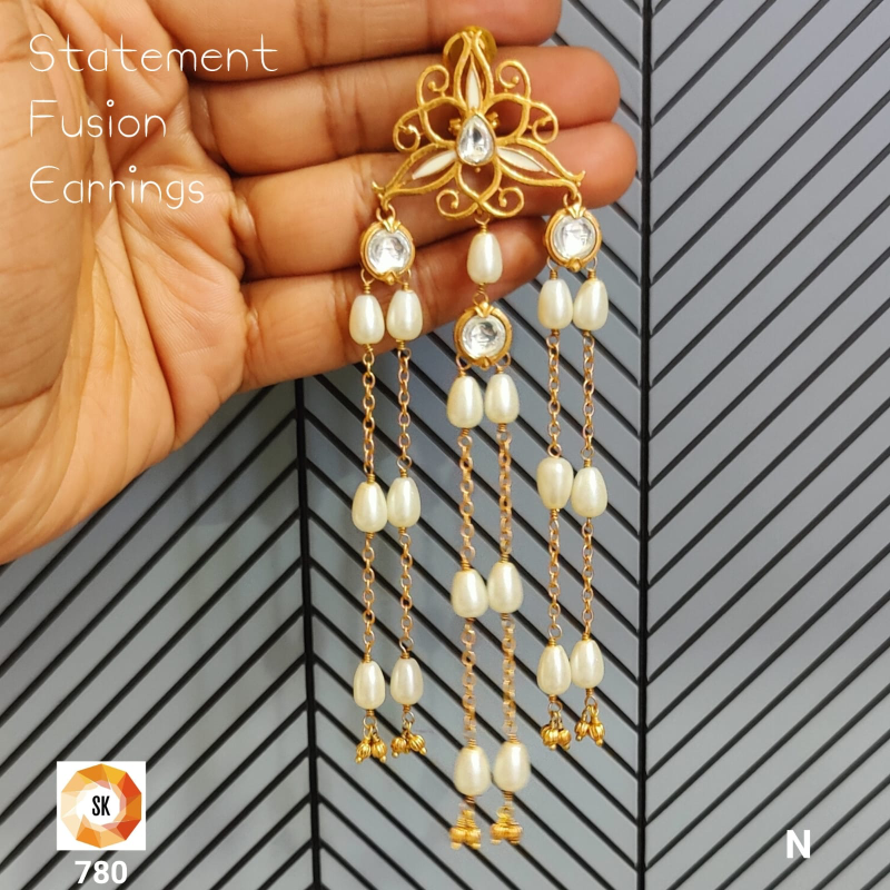 Ivory Veil Cascade Fusion Earrings