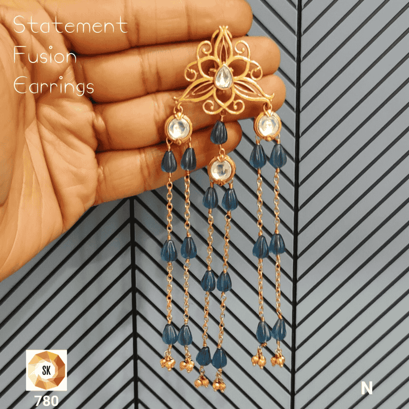 Neelkamal Cascade Statement Fusion Earrings