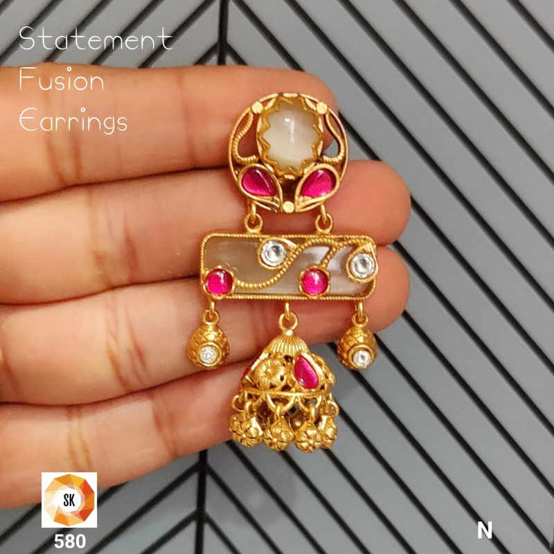 Ivory Rosé Fusion Jhumkas