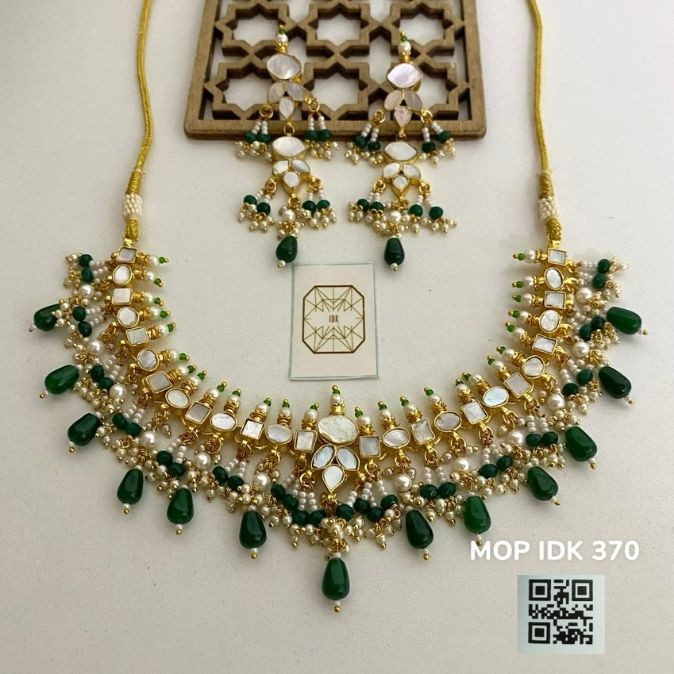Meher Emerald Pearl Kundan Necklace Set