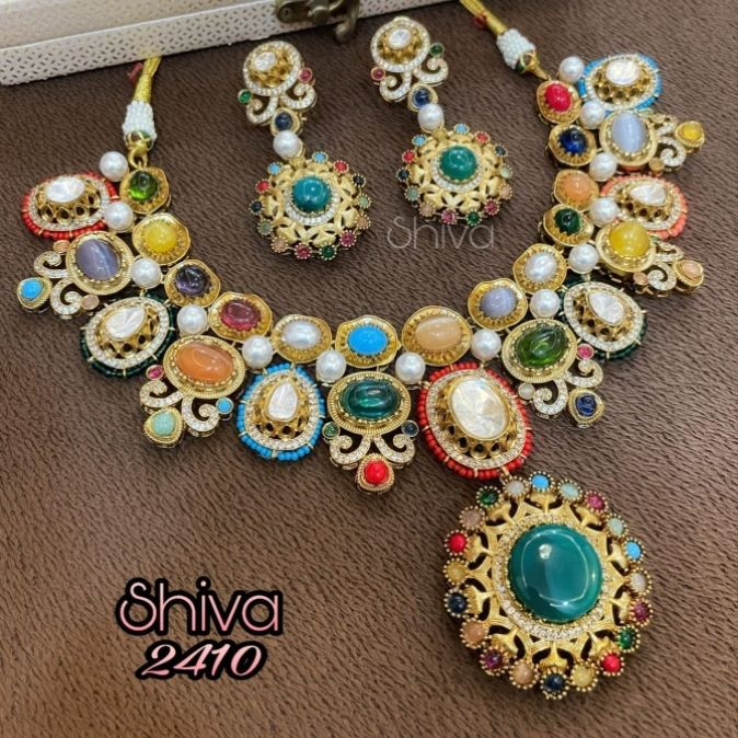 Navratna Heritage Kundan Multicolor Necklace Set