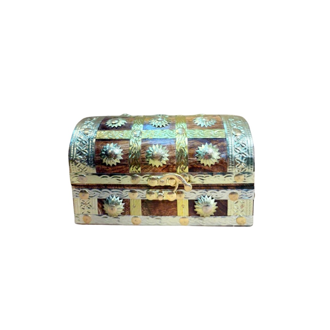 Handcrafted Wooden Jewellery Box with Brass Inlay (Dome Lid)