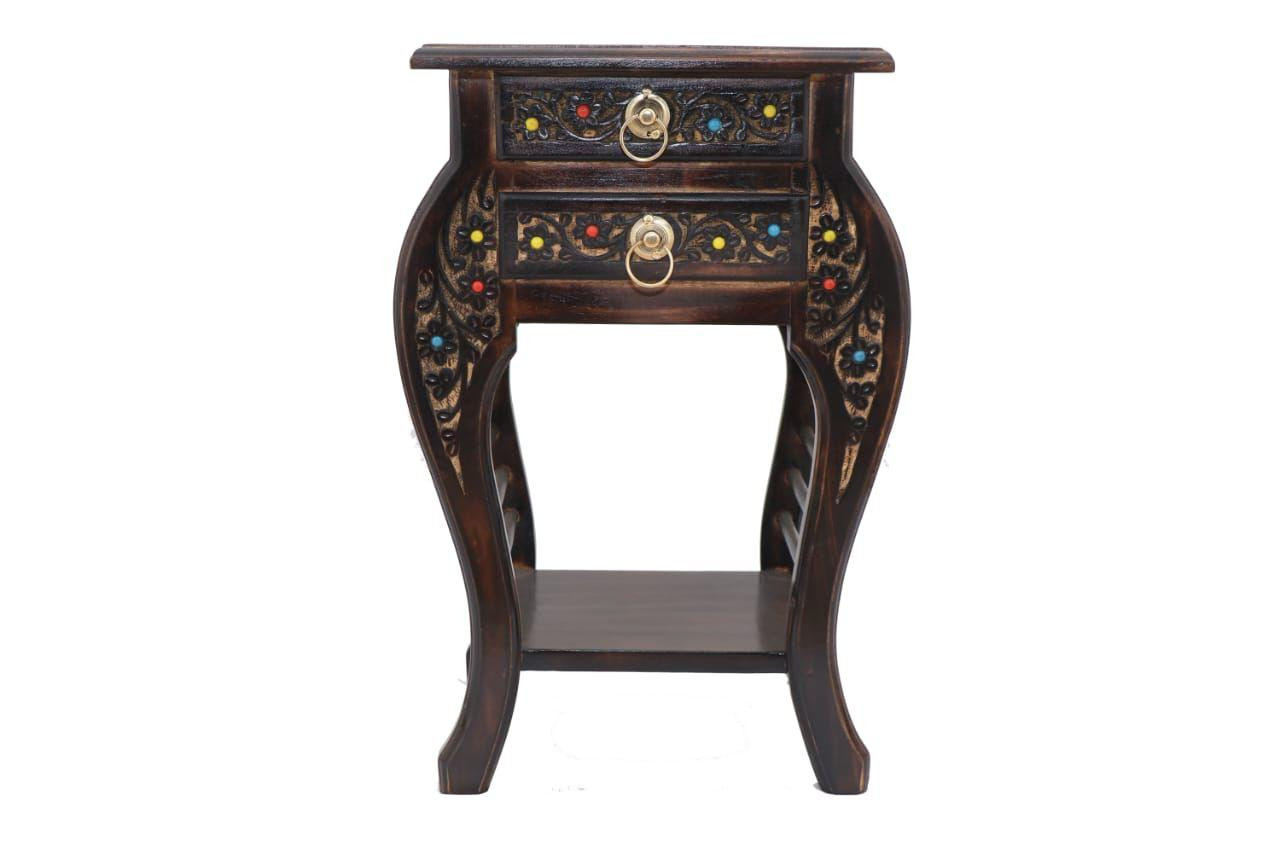 Handcrafted Wooden Side Table with Drawer