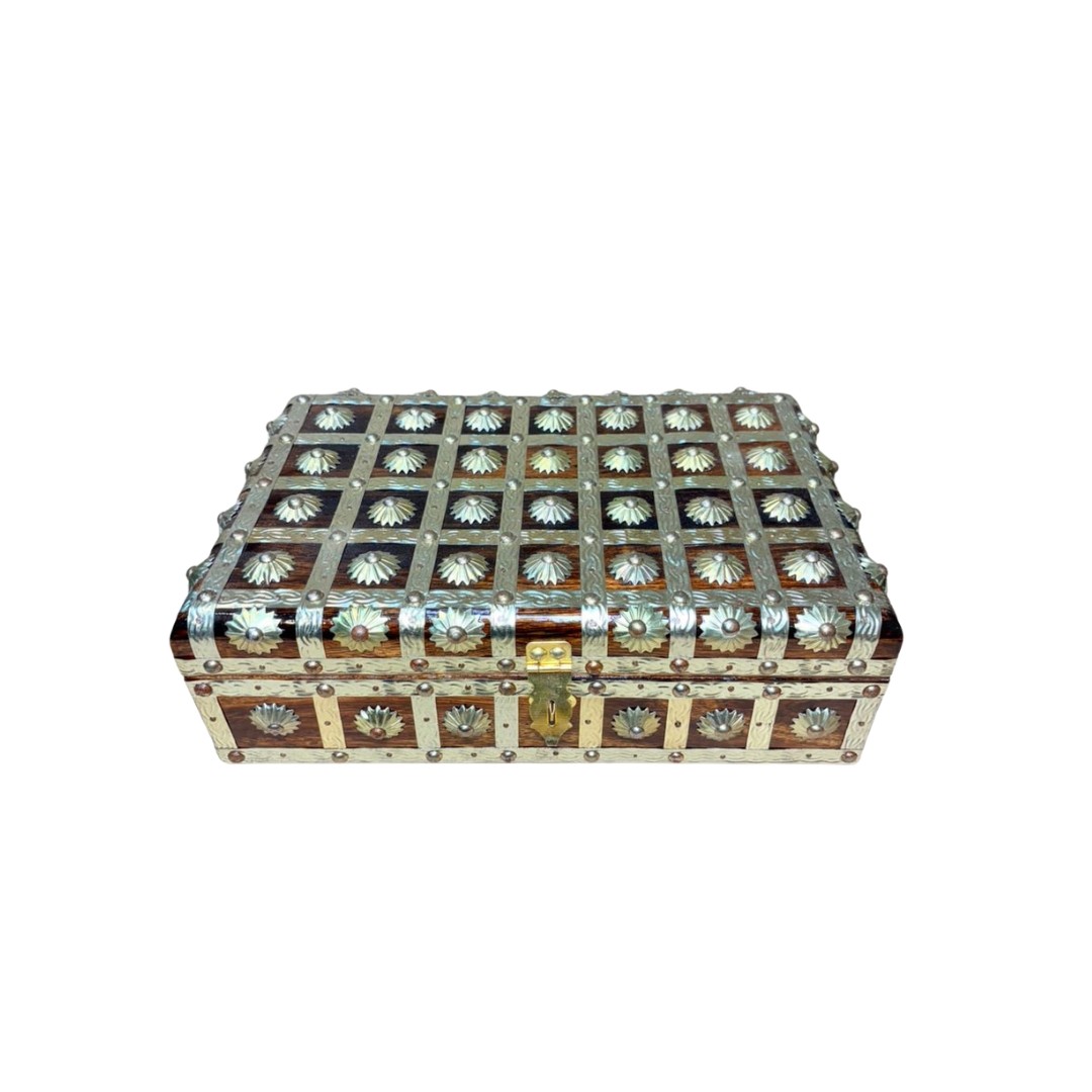 Handcrafted Wooden & Brass Storage Box / Jewellery Box